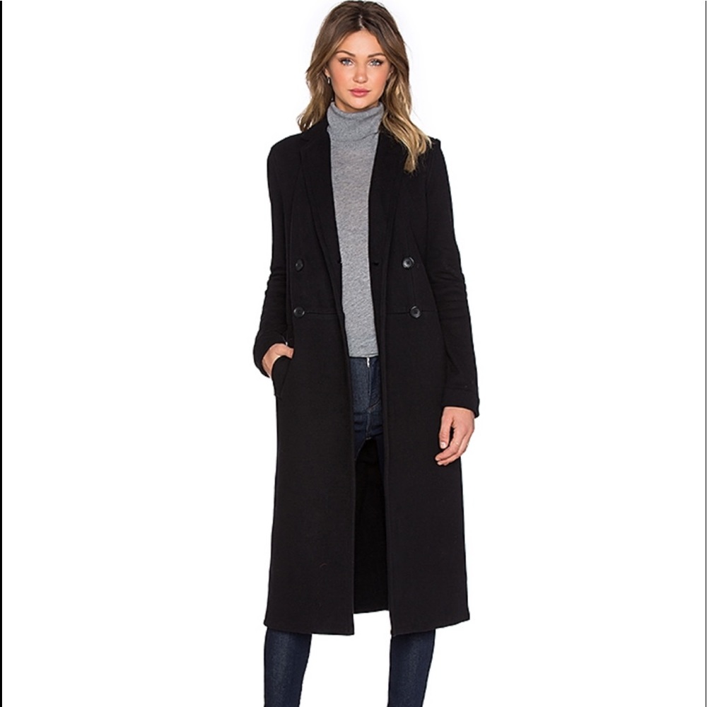 James Perse Fleece Black Overcoat